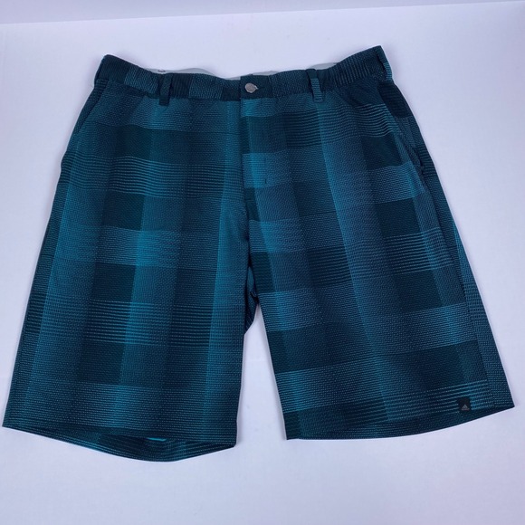 Adidas Golf Shorts Mens Size 36 Plaid Athletic Performance Casual Green Black - Picture 1 of 6